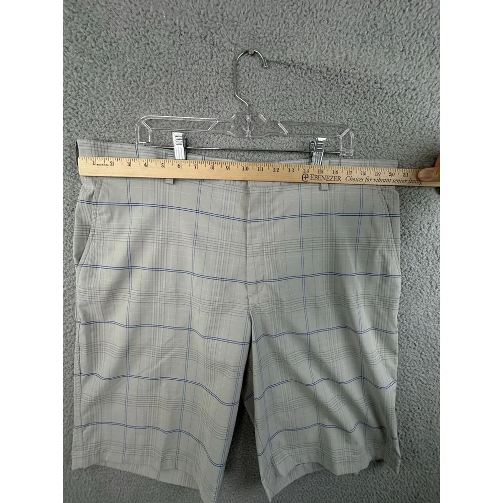 Nike Golf Shorts Mens 40 Gray Blue Plaid Chinos Stretch Performance 12
